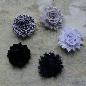 New set of 5 shabby chic hair clips